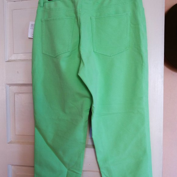Quacker Factory Dream Jeannes NWT Lime Green Crop Pants size 6 - Picture 3 of 6